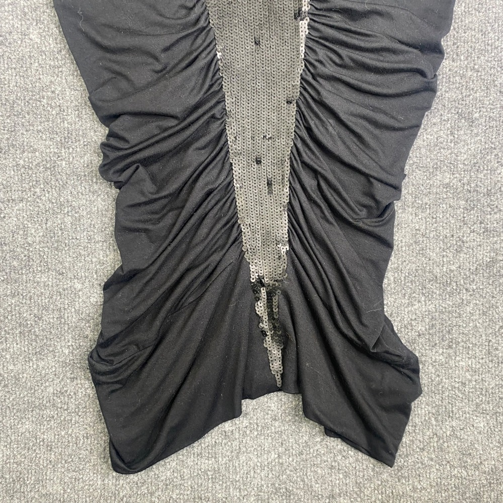 Catherine Malandrino Black Ruched Sequin Silk Blend Sleeveless Top Small - Picture 3 of 9